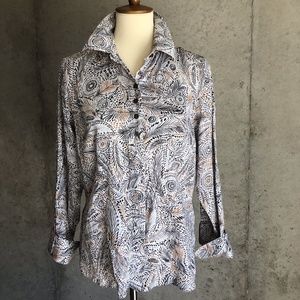 FOXCROFT Wrinkle Free Fitted Fit Modern Print  12